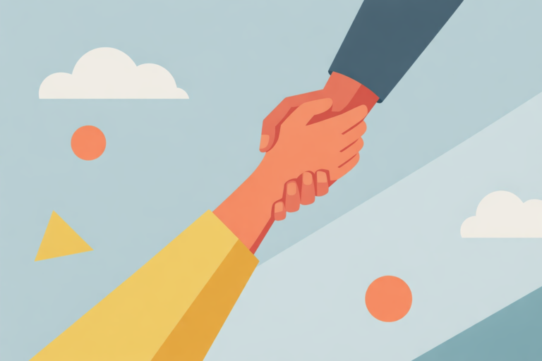 1 main tendue vers une autres pour montrer l'aide